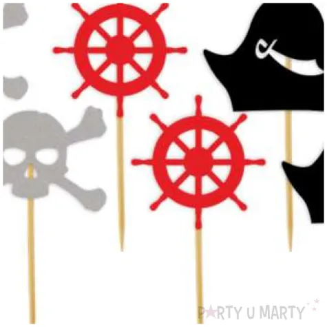 pikery pirackie z kapeluszem mix 8 cm 6 szt