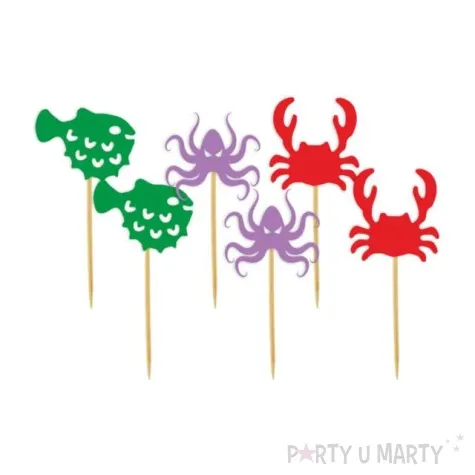 pikery pirackie z krabem i osmiornica mix 8 cm 6 szt