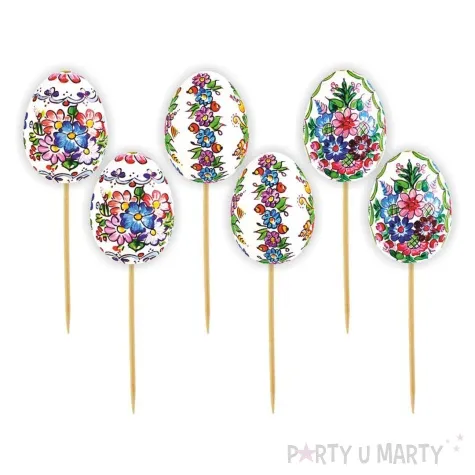 pikery pisanki kolorowe kwiatki mix 6 szt