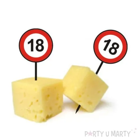 pikery plastikowe urodziny 18 traffic birthday 6 szt