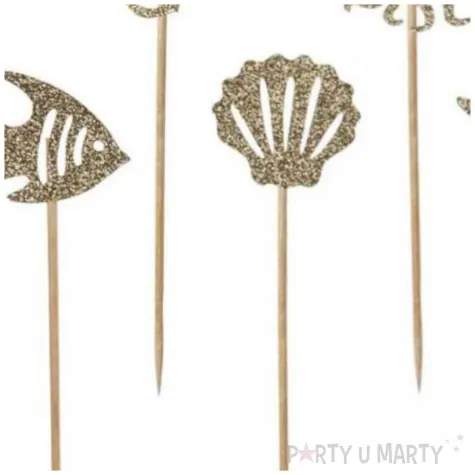 pikery podwodny swiat brokat zloty godan 10 cm 6 szt