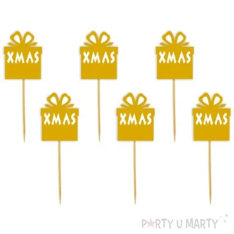 pikery prezenciki z kokardka zlote 6 szt