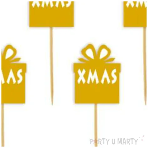 pikery prezenciki z kokardka zlote 6 szt