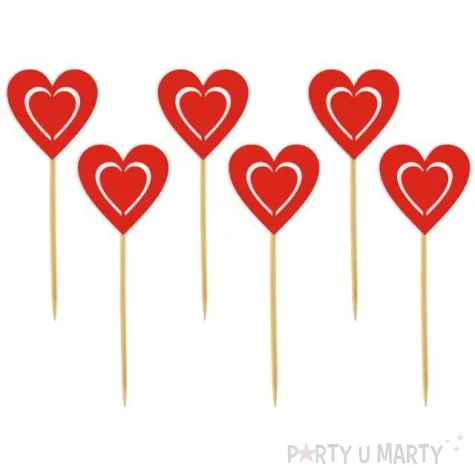 pikery serca art czerwone 6 szt