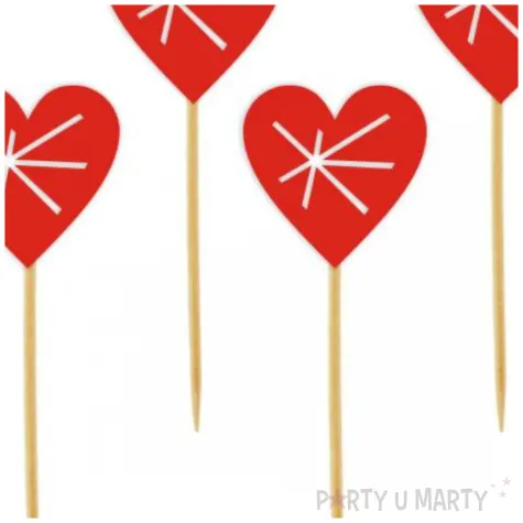 pikery serca geometryczne czerwone 6 szt