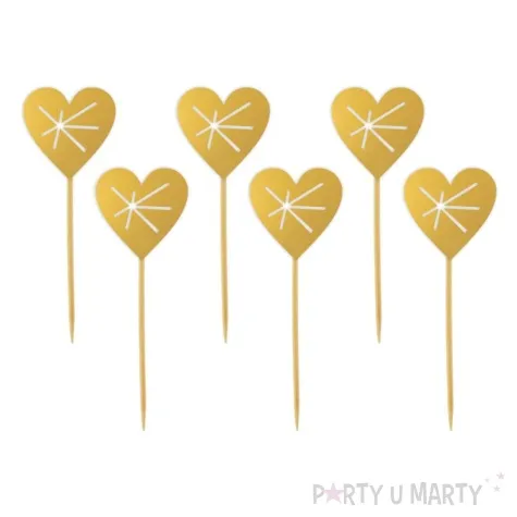 pikery serca geometryczne zlote 6 szt