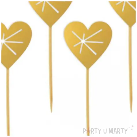 pikery serca geometryczne zlote 6 szt