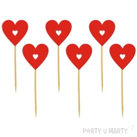 pikery serca mini czerwone 6 szt