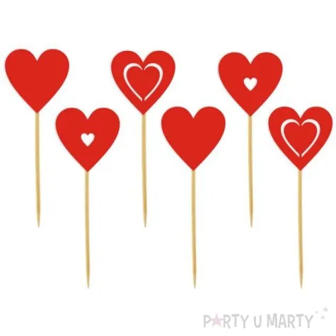 pikery serca mix czerwone 6 szt