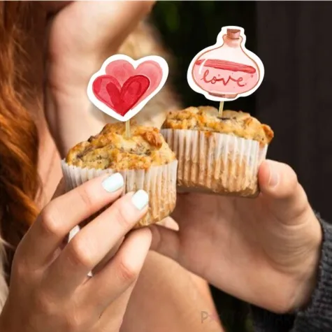 pikery serca walentynkowe mix rozowy jasny 6 szt