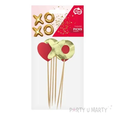 pikery serca xoxo godan 12 cm 6 szt