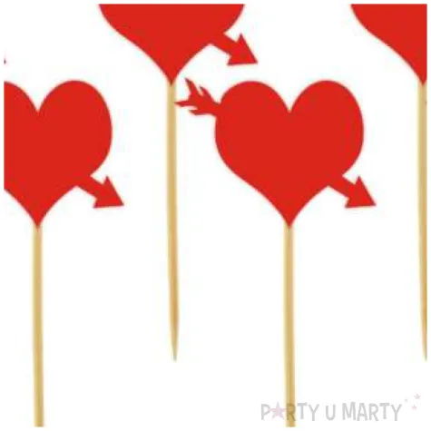 pikery serca ze strzala czerwone 6 szt