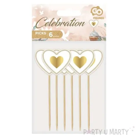 pikery serca zlote godan 6 szt