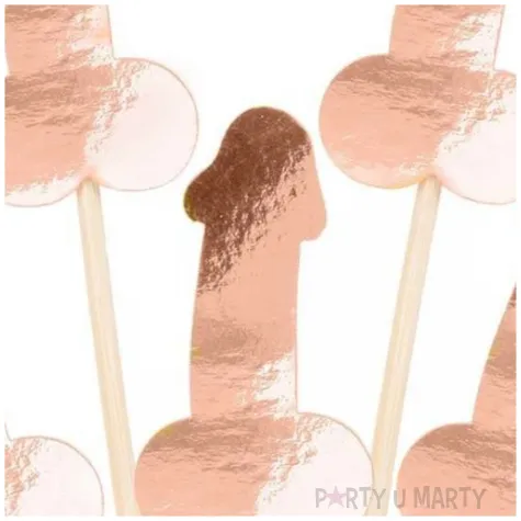 pikery wieczor panienski penisy rose gold partycollection 10 5 cm 5 szt