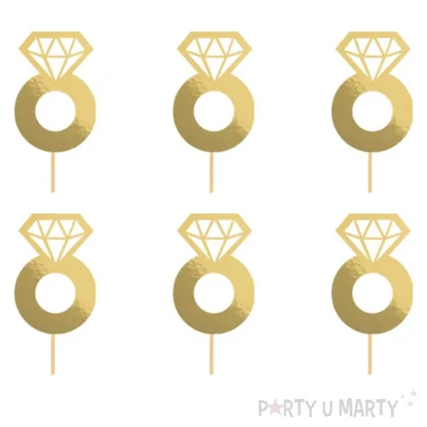 pikery wieczor panienski pierscionki z diamentem zloty dekolo 10 5 cm 6 szt