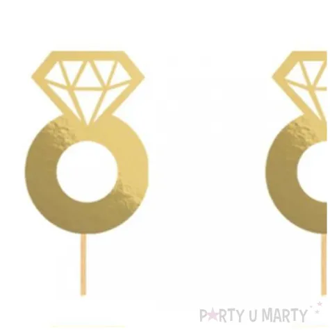 pikery wieczor panienski pierscionki z diamentem zloty dekolo 10 5 cm 6 szt