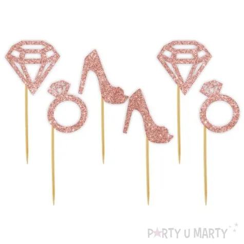 pikery wieczor panienski rose gold brokat 6 szt