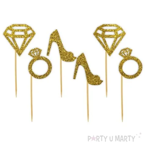 pikery wieczor panienski zloty brokat 6 szt