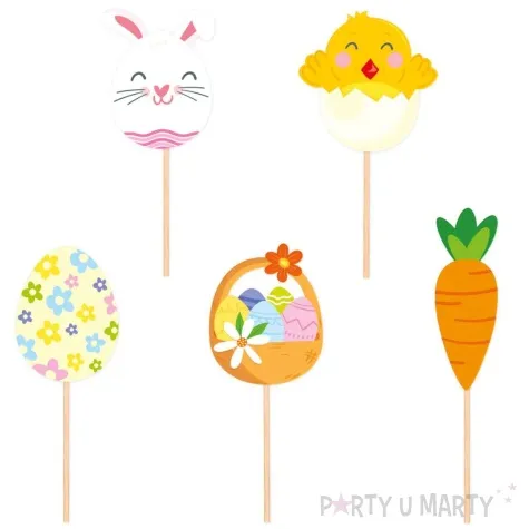 pikery wielkanoc zajaczek kurczak i pisanki partypal 5 szt