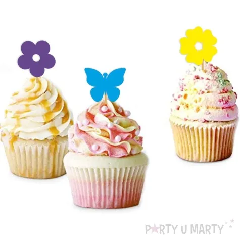 pikery wiosna kwiatki i motylki mix 6 szt