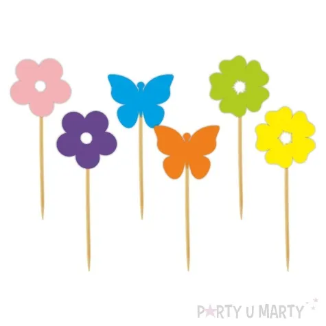 pikery wiosna kwiatki i motylki mix 6 szt