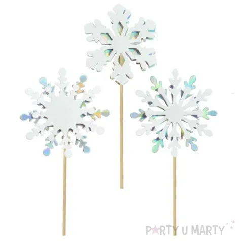 pikery zimowe sniezynki bialo opalizujace arpex 3 szt