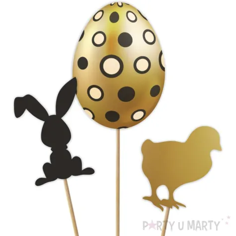 piki ozdobne pisanki glamour zajac i pisklak dekoracja na wielkanoc do swieconki 26 cm 3 szt