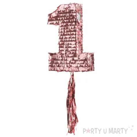 piniata 1 urodziny rozowe zloto partydeco 28 5 x 40 5 cm