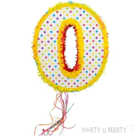 piniata cyfra 0 grochy teczowy folat 49 cm