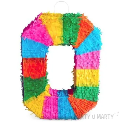 piniata cyfra 0 teczowa godan 50 x 35 cm