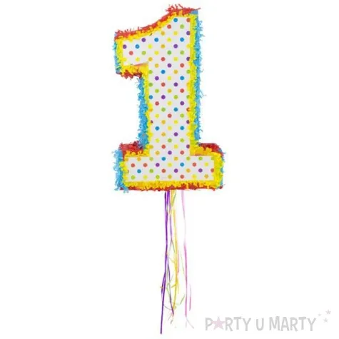 piniata cyfra 1 grochy teczowa folat 49 cm