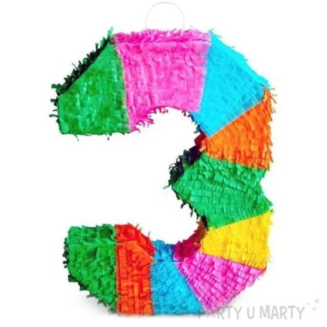 piniata cyfra 3 teczowa godan 50 x 35 cm