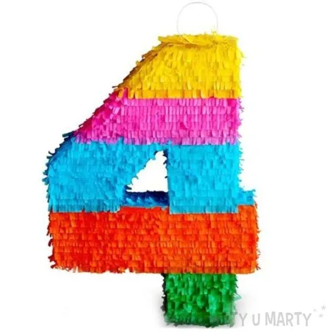 piniata cyfra 4 teczowa godan 50 x 35 cm