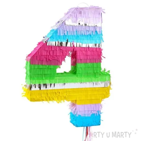 piniata cyfra 4 teczowa pull godan 50 x 35 cm