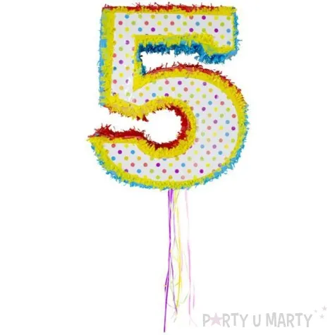 piniata cyfra 5 grochy teczowa folat 49 cm