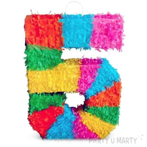 piniata cyfra 5 teczowa godan 50 x 35 cm