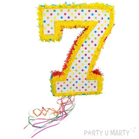 piniata cyfra 7 grochy teczowa folat 49 cm