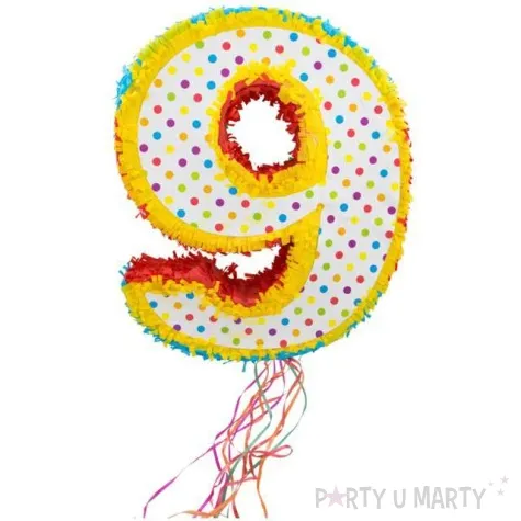 piniata cyfra 9 grochy teczowa folat 49 cm