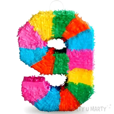 piniata cyfra 9 teczowa godan 50 x 35 cm