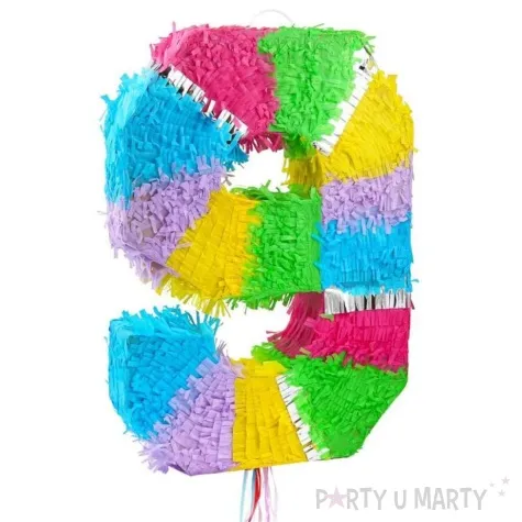 piniata cyfra 9 teczowa pull godan 50 x 35 cm