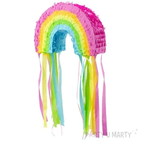 piniata tecza z fredzlami partydeco 30 x 20 cm