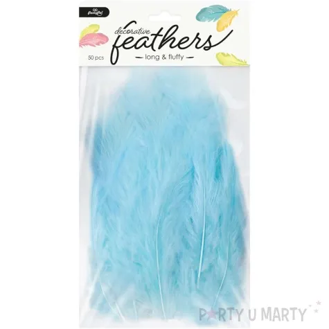 piorka dekoracyjne dlugie niebieskie partypal 10 15 cm 50 szt