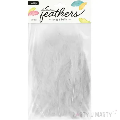 piorka dekoracyjne dlugie szare partypal 10 12 cm 50 szt