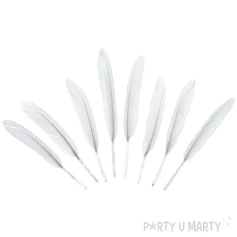 piorka dekoracyjne jednokolorowe biale partydeco 8 szt