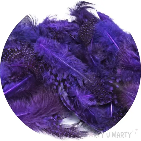 piorka dekoracyjne nakrapiane fioletowy brewis 4 10 cm 50 szt