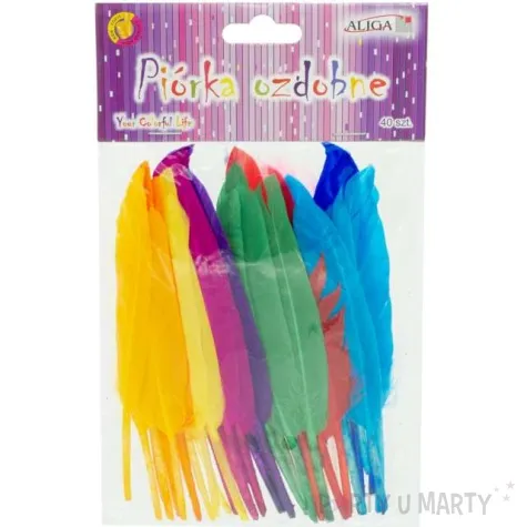 piorka dekoracyjne teczowe mix aliga 15 cm 40 szt