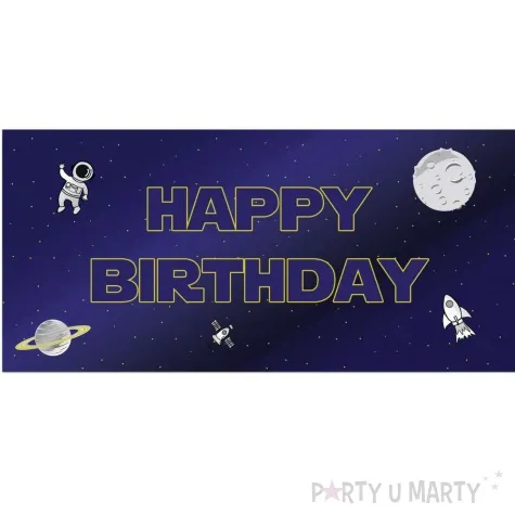 plakat happy birthday kosmos granatowy congee 70 x 33 cm