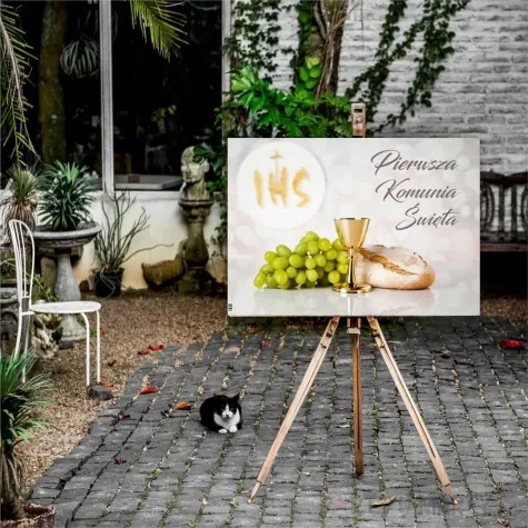 plakat komunia ihs chleb i wino 68x48 cm