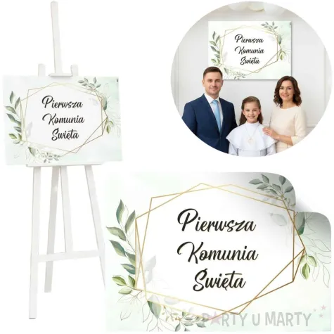 plakat komunia ihs eukaliptus mietowa geometria 68x48 cm