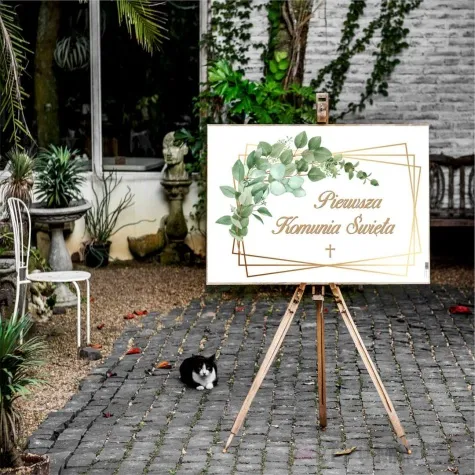 plakat komunia ihs eukaliptus w ramce 68x48 cm